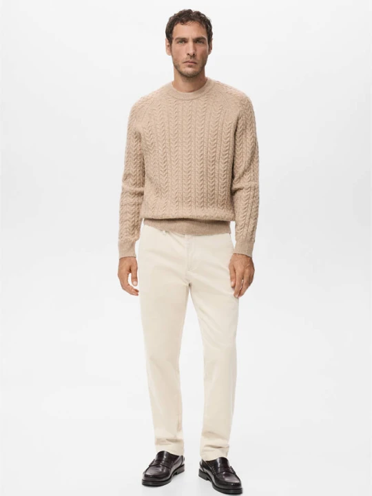Zdjęcie produktu Spodnie sztruksowe slim fit kremowy / écru - Mężczyzna - - MANGO MAN beżowy