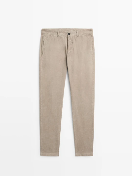 Zdjęcie produktu Spodnie Sztruksowe Slim Fit - Szarobrązowy - Massimo Dutti - Male