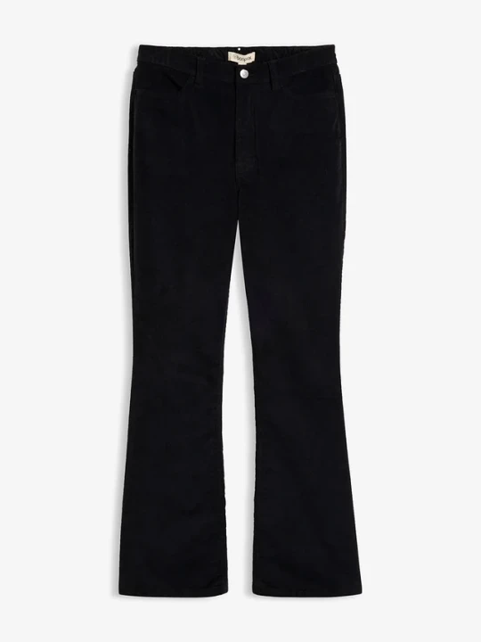 Zdjęcie produktu Spodnie sztruksowe z mieszanki bawełny, o kroju bootcut BonPrix czarny