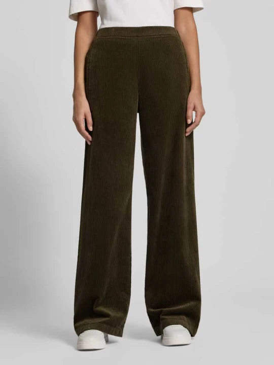Zdjęcie produktu Spodnie sztruksowe z szeroką nogawką z czystej bawełny Marc O'Polo Khaki