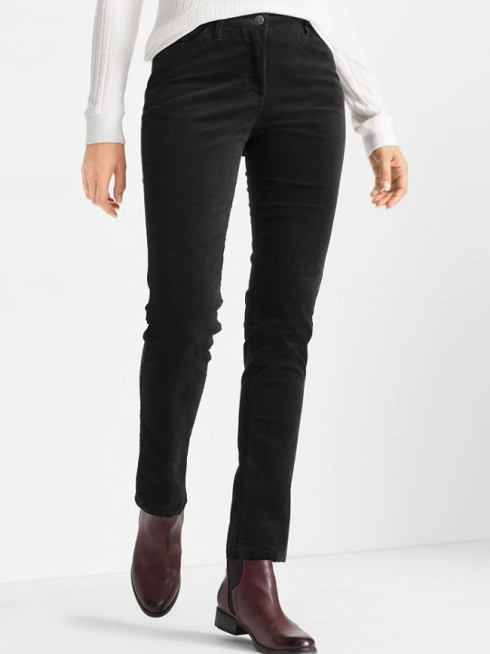 Zdjęcie produktu Spodnie sztruksowe ze stretchem o kroju slim fit BonPrix czarny