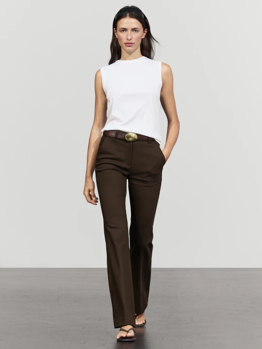 Zdjęcie produktu Spodnie Techniczne Typu Dzwony - Czekoladowy - Massimo Dutti - Female