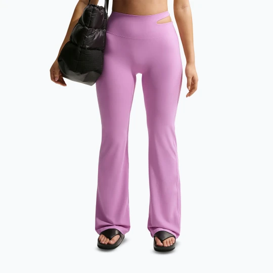 Zdjęcie produktu Spodnie treningowe damskie Nike Zenvy High-Waisted Flared light magenta / white Różowy