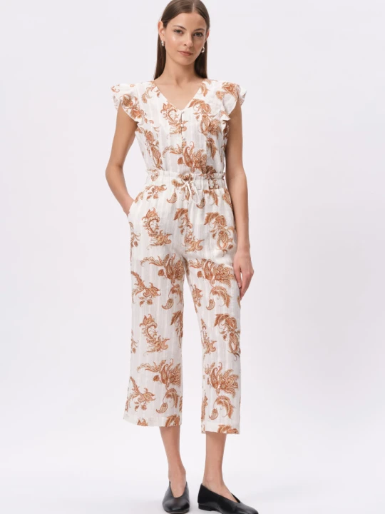 Zdjęcie produktu Spodnie typu culotte z nadrukiem paisley Greenpoint biały