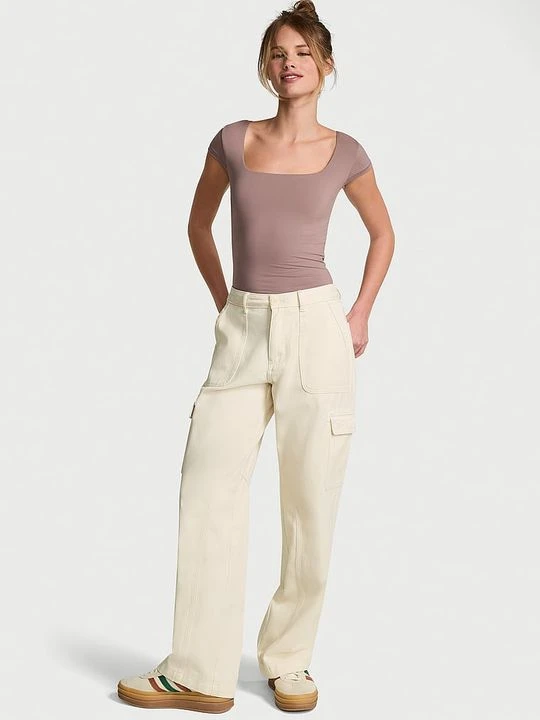 Zdjęcie produktu PINK Spodnie bawełniane Utility Victoria's Secret Biały