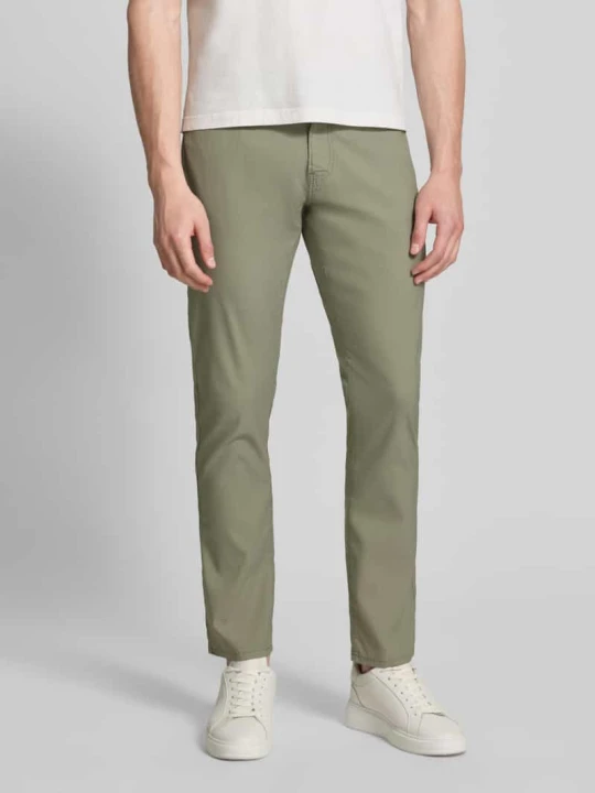 Zdjęcie produktu Spodnie w kroju regular fit z detalem z etykietą model 'Lyon' Pierre Cardin Oliwkowy