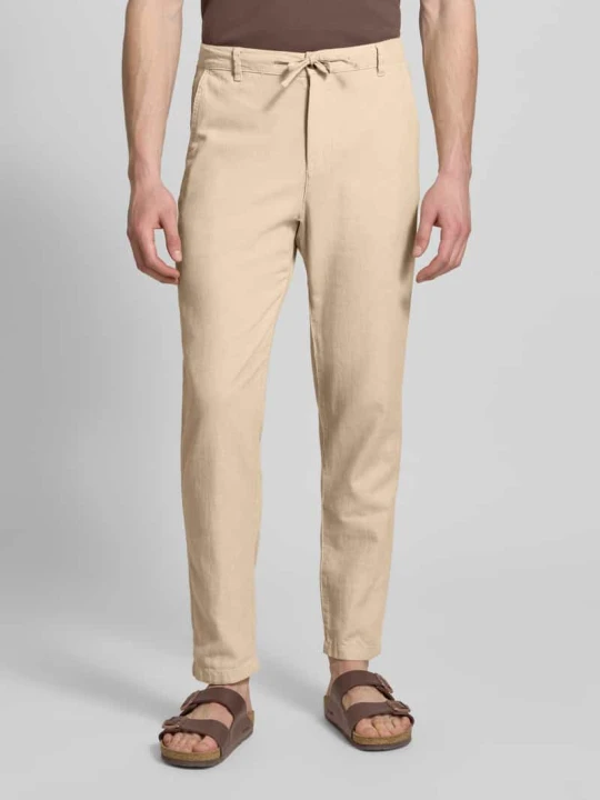 Zdjęcie produktu Spodnie w kroju slim fit z mieszanki bawełny i lnu model 'BRODY' Selected Homme Beżowy