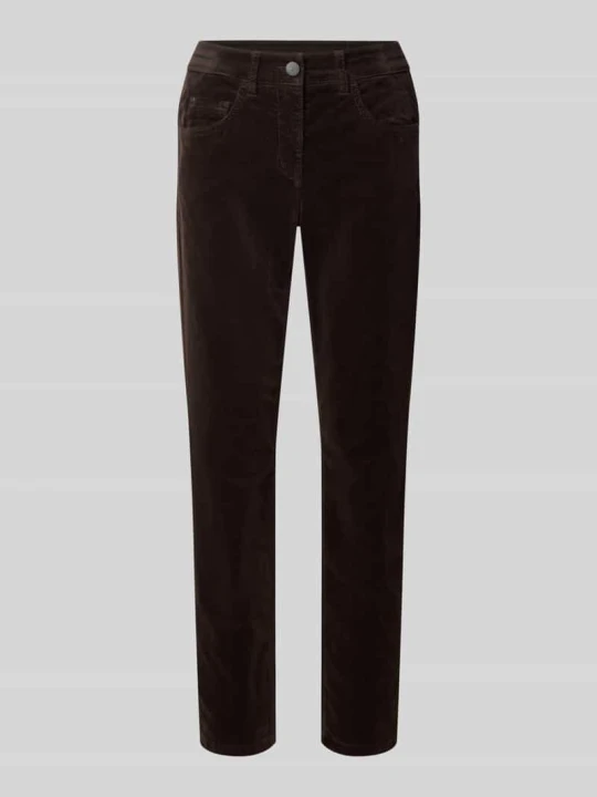 Zdjęcie produktu spodnie w kroju slim fit z domieszką lyocellu w skróconym kroju LUISA CERANO Ciemnobrązowy