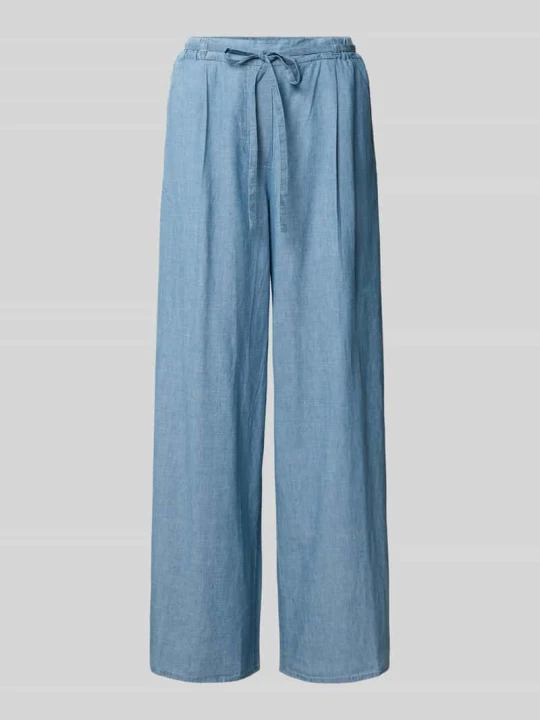 Zdjęcie produktu Spodnie w kroju wide fit z zakładkami w pasie w tkaninie stylizowanej na denim Stefanel Jasnoniebieski