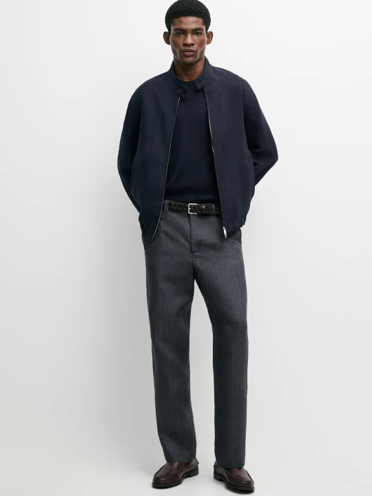 Zdjęcie produktu Spodnie W Paski Ze 100% Lnu - Granatowy - Massimo Dutti - Male