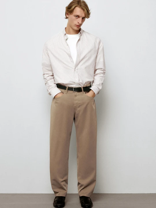 Zdjęcie produktu Spodnie W Stylu Jeansowym, Barrel Fit Z Popeliny - Opalony - Massimo Dutti - Male