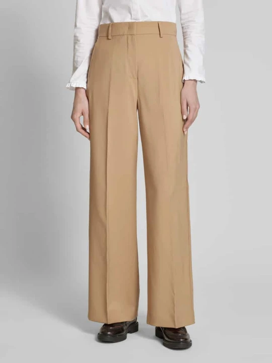 Zdjęcie produktu Spodnie wełniane rozkloszowane w kant model ‘VISIVO’ Weekend Max Mara Camel