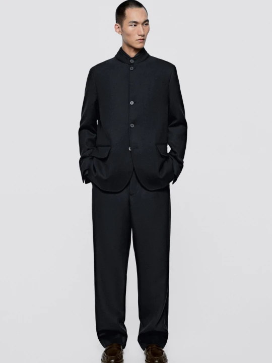 Zdjęcie produktu Spodnie Wełniane Total Look - Limited Edition - Ciemnoniebieski - Massimo Dutti - Male