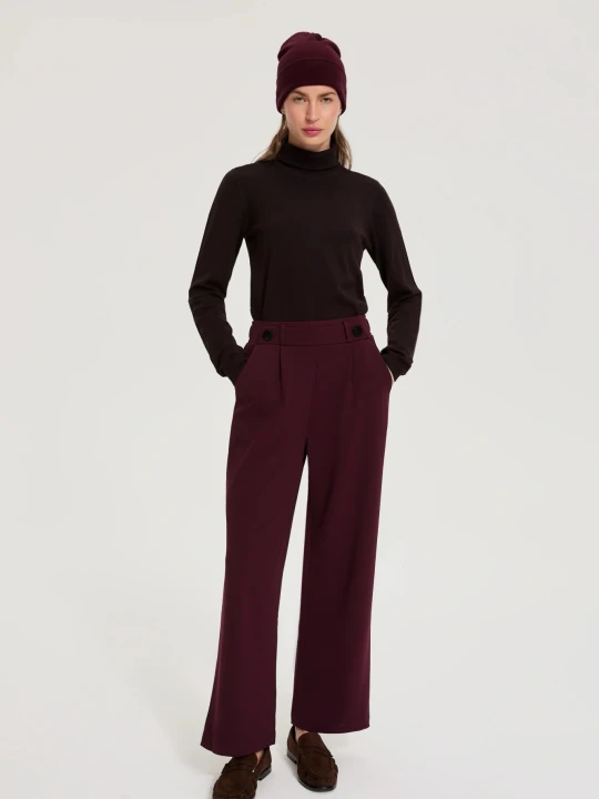 Zdjęcie produktu Spodnie wide leg burgundowe Moodo