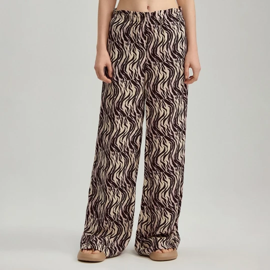 Zdjęcie produktu Spodnie wide leg mid waist ze wzorem w zebrę House