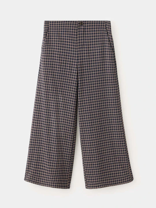 Zdjęcie produktu Spodnie wide leg w kratę granatowy - Dzieci - lata - MANGO KIDS