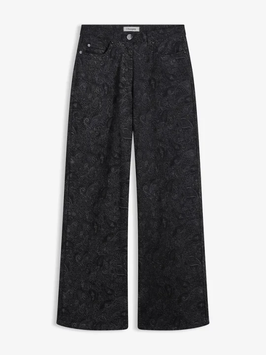Zdjęcie produktu Spodnie wide leg z bawełny ze stretchem BonPrix czarny