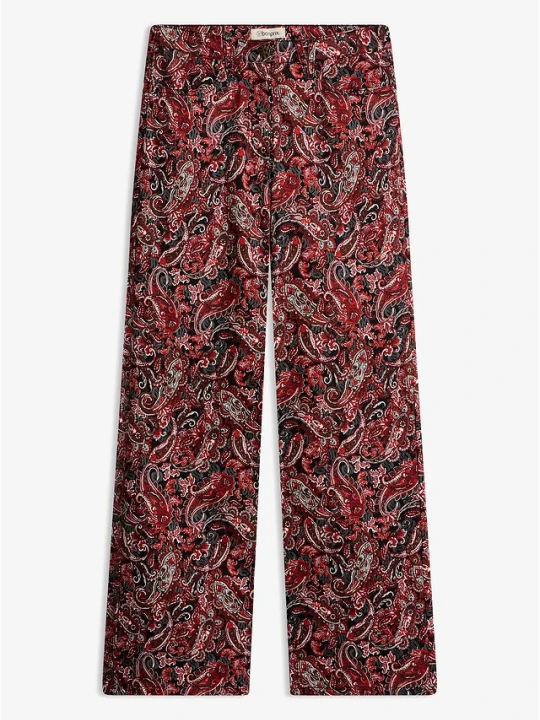 Zdjęcie produktu Spodnie wide leg z mieszanki bawełny ze stretchem BonPrix beżowy
