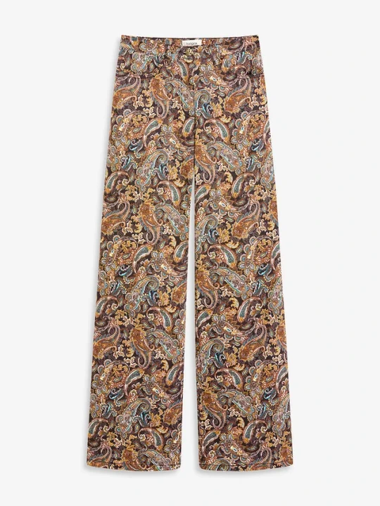Zdjęcie produktu Spodnie wide leg z mieszanki bawełny ze stretchem BonPrix czarny