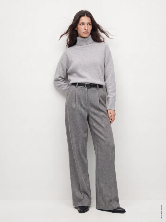 Zdjęcie produktu Spodnie wide leg z nadrukiem w jodełkę TOP SECRET Szary
