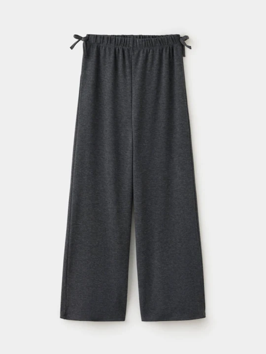 Zdjęcie produktu Spodnie wide leg z wiązaniami antracytowy - Dzieci - lata - MANGO KIDS
