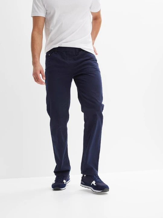 Zdjęcie produktu Spodnie z gumką w talii, Regular Fit Straight, z czystej bawełny BonPrix niebieski