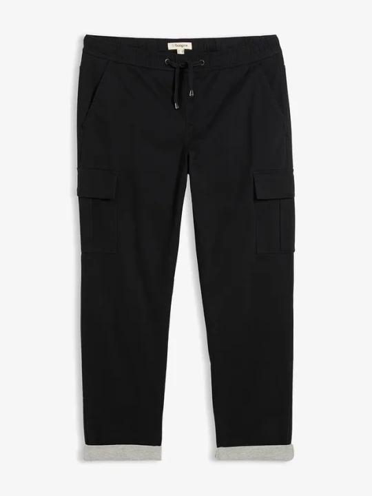 Zdjęcie produktu Spodnie z gumką w talii, relaxed fit, zwężane nogawki BonPrix czarny