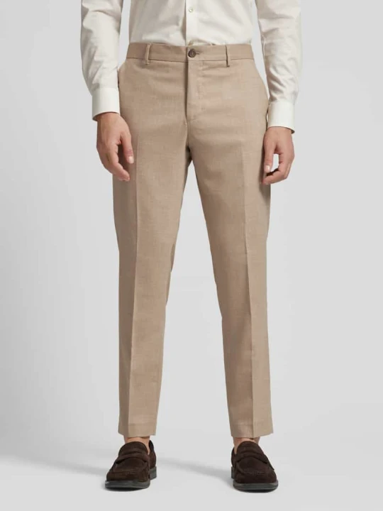 Zdjęcie produktu Spodnie garniturowe o kroju slim fit z dodatkiem wełny model „NEIL” Selected Homme Piaskowy