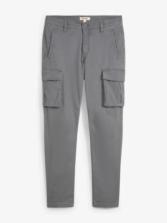 Zdjęcie produktu Spodnie z kieszeniami cargo, z czystej bawełny z domieszką stretchu, regular fit, straight BonPrix szary