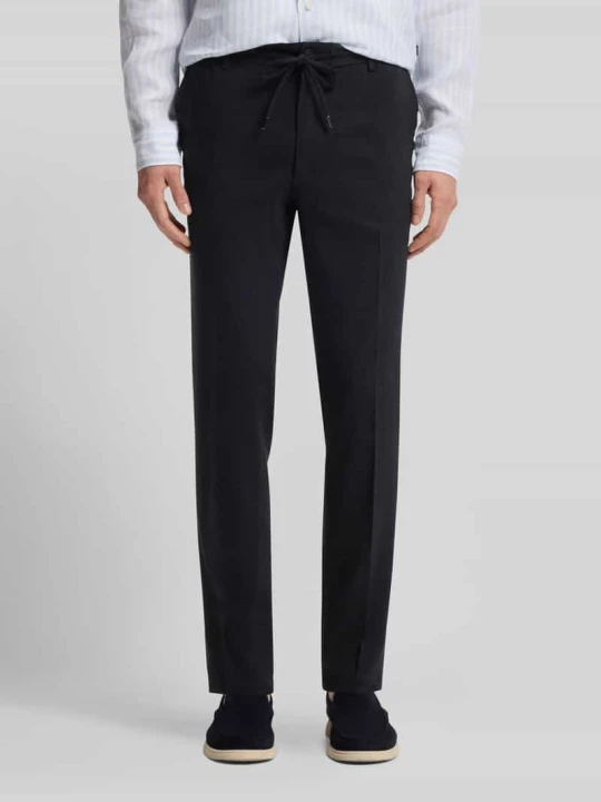Zdjęcie produktu Spodnie z lnu i mieszanki w kroju Modern Fit, z prostą nogawką, model 'KANE1' Boss Ciemnoniebieski