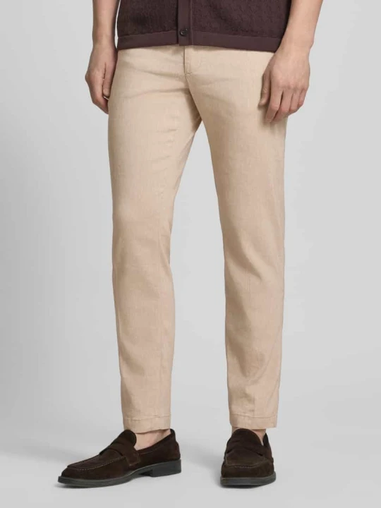 Zdjęcie produktu Spodnie z lnu i mieszanki w kroju Modern Fit, z prostą nogawką, model 'KANE1' Boss Beżowy