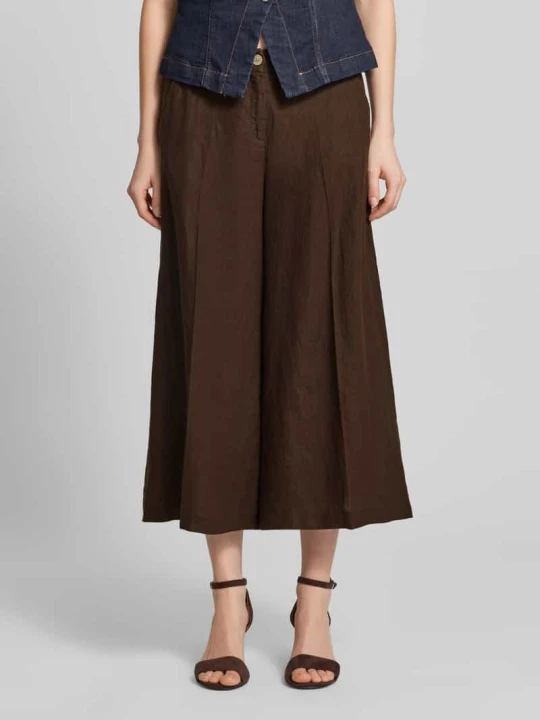 Zdjęcie produktu Spodnie z lnu o kroju loose fit z elastycznym pasem model 'MELLI' BRAX Czekoladowy