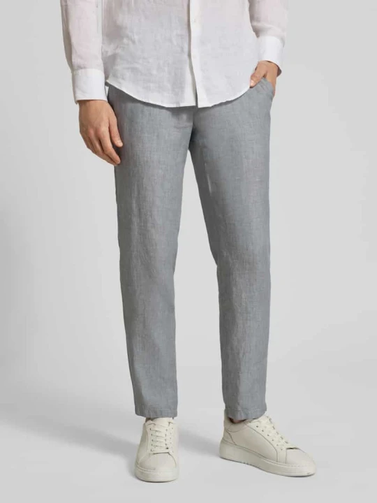 Zdjęcie produktu Spodnie z lnu o kroju slim fit z czystego lnu model 'Fabio' BRAX Jasnoszary