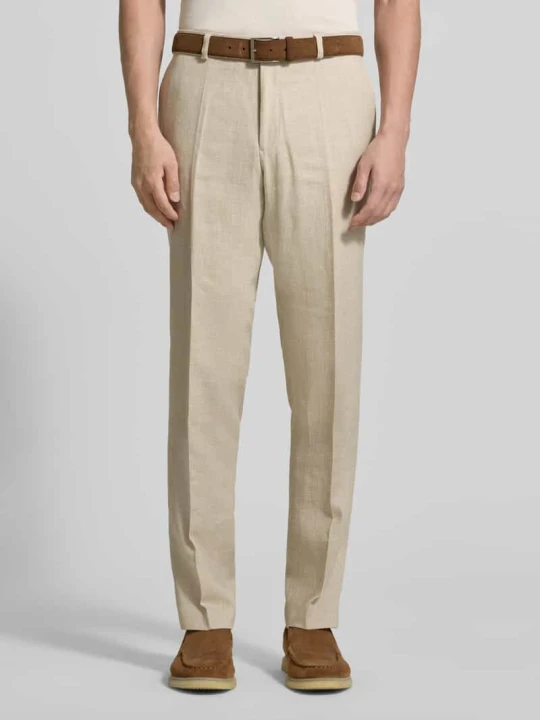 Zdjęcie produktu Spodnie z lnu o kroju slim fit z dodatkiem wełny i wiskozy model 'Shiver' Carl Gross Beżowy