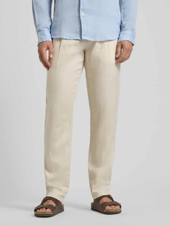 Zdjęcie produktu Spodnie z lnu o kroju tapered z szlufkami na pasek model 'OSBY JOGGER' Marc O'Polo Piaskowy