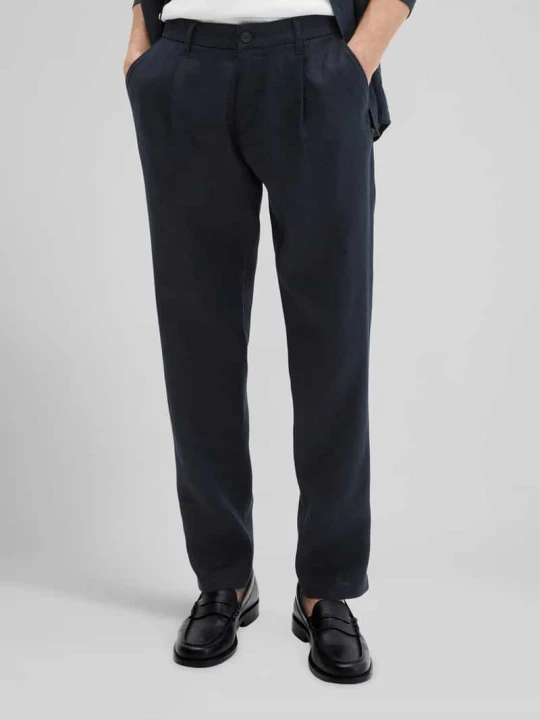 Zdjęcie produktu Spodnie z lnu o kroju tapered z szlufkami na pasek model 'OSBY JOGGER' Marc O'Polo Ciemnoniebieski