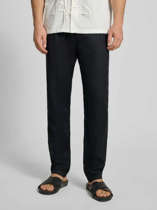 Zdjęcie produktu Spodnie z lnu o kroju tapered z szlufkami na pasek model 'OSBY JOGGER' Marc O'Polo Czarny