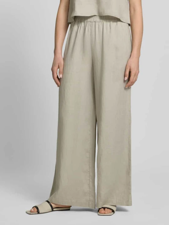 Zdjęcie produktu Spodnie z lnu z elastycznym pasem curated by Anna Schürrle Style Icon Collection Piaskowy