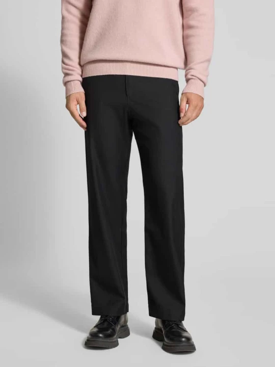 Zdjęcie produktu Spodnie z mieszanki wełny z kieszeniami z tyłu model ‘Henry trousers’ Wood Wood Czarny
