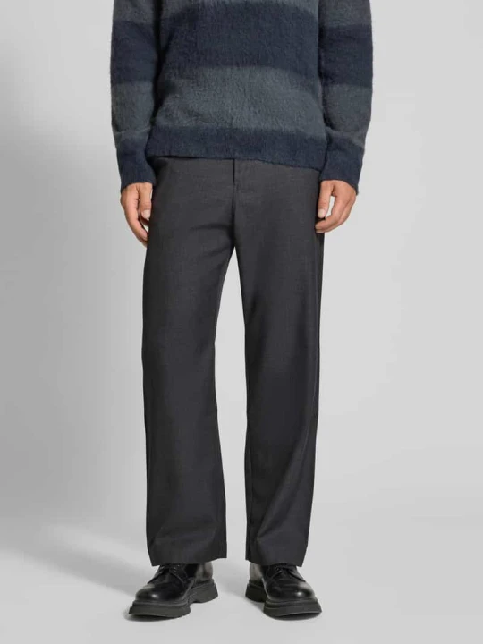 Zdjęcie produktu Spodnie z mieszanki wełny z kieszeniami z tyłu model ‘Henry trousers’ Wood Wood Średnioszary