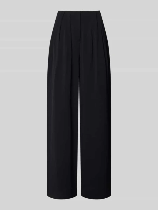 Zdjęcie produktu Spodnie z mieszanki wiskozy i elastanu z zakładkami w pasie model 'VENERE' MM By Max Mara Czarny