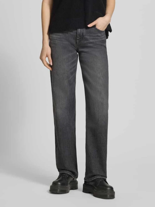 Zdjęcie produktu Spodnie z prostymi nogawkami o niskim stanie z mieszanki bawełny Tommy Jeans Czarny