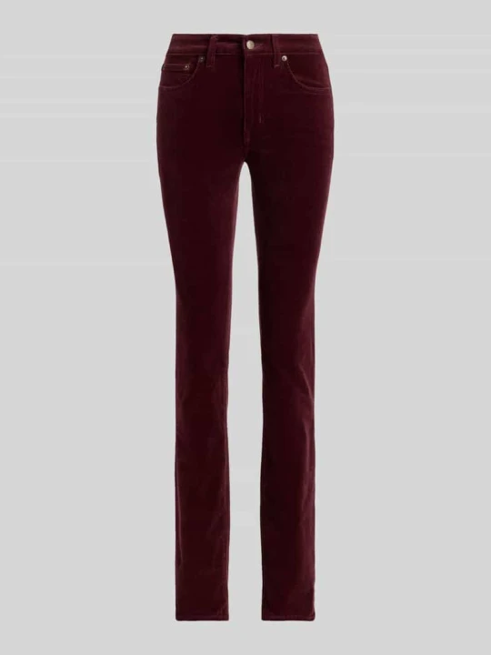 Zdjęcie produktu Spodnie o prostych, wąskich nogawkach z mieszanki bawełny Lauren Ralph Lauren Bordowy