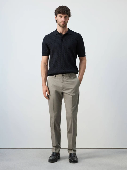 Zdjęcie produktu Spodnie z serży 100% bawełna slim fit beżowy - Mężczyzna - MANGO MAN
