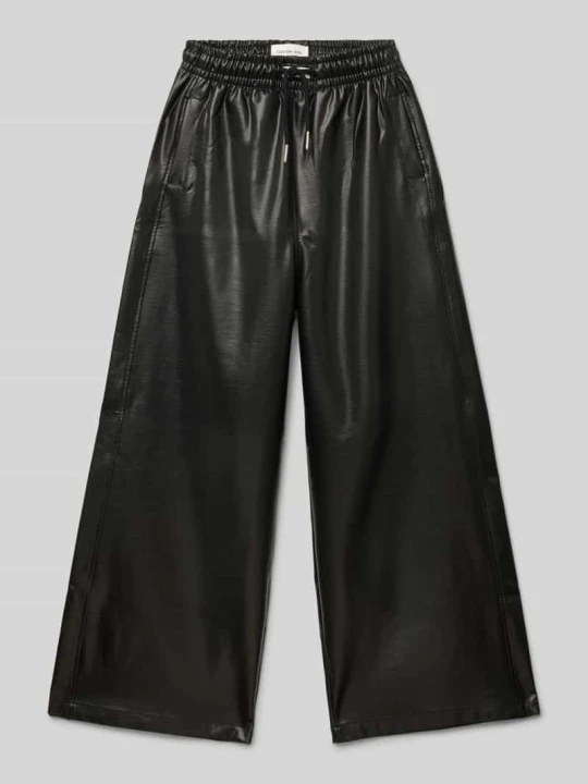 Zdjęcie produktu Spodnie z szeroką nogawką z imitacji skóry Calvin Klein Jeans Czarny