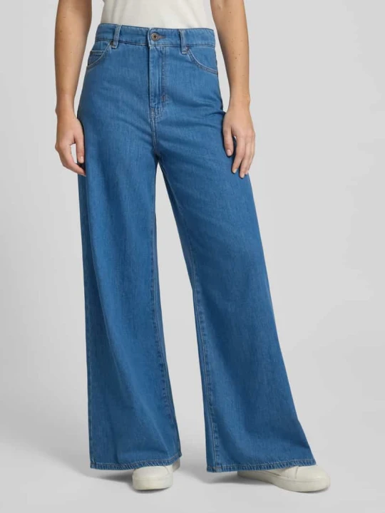 Zdjęcie produktu Spodnie z szerokimi nogawkami krój loose fit Jeansy z czystej Bawełna Model 'VEGA' Weekend Max Mara Jeansowy niebieski