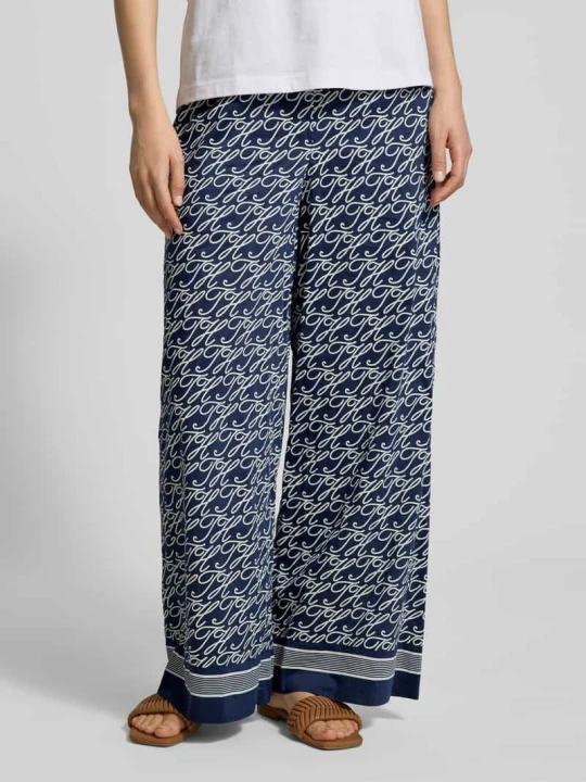 Zdjęcie produktu Spodnie z szerokimi nogawkami z mieszanka bawełny i jedwabiu Tommy Hilfiger Écru