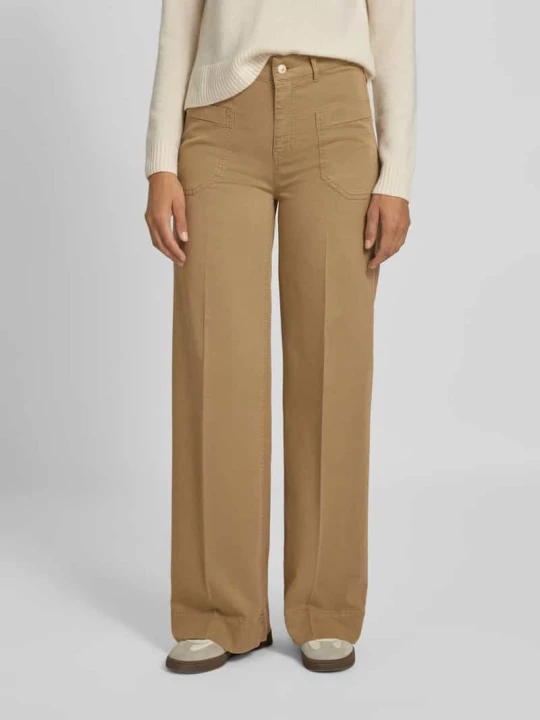 Zdjęcie produktu Spodnie z szerokimi nogawkami z mieszanki wiskozy model ‘MIRU’ RAFFAELLO ROSSI Camel