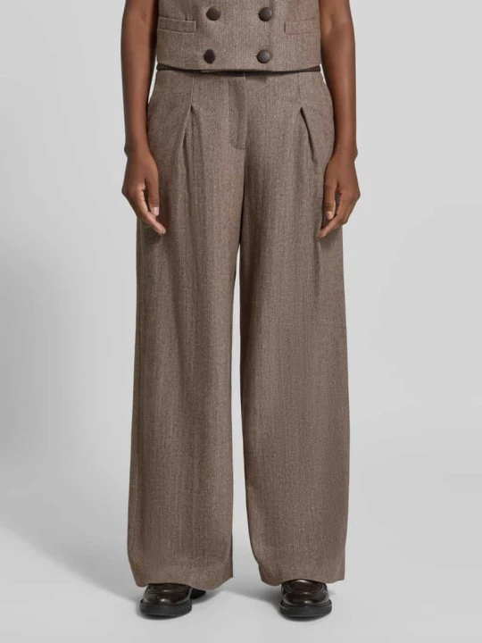 Zdjęcie produktu Spodnie z szerokimi nogawkami z mieszanki żywej wełny z wpuszczanymi kieszeniami Armani Exchange Ciemnobrązowy