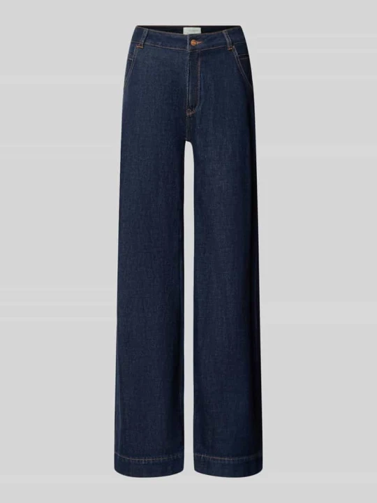Zdjęcie produktu Spodnie z szerokimi nogawkami z wpuszczanymi kieszeniami model 'LOENA' stylizowana na denim Cars Ciemnoniebieski